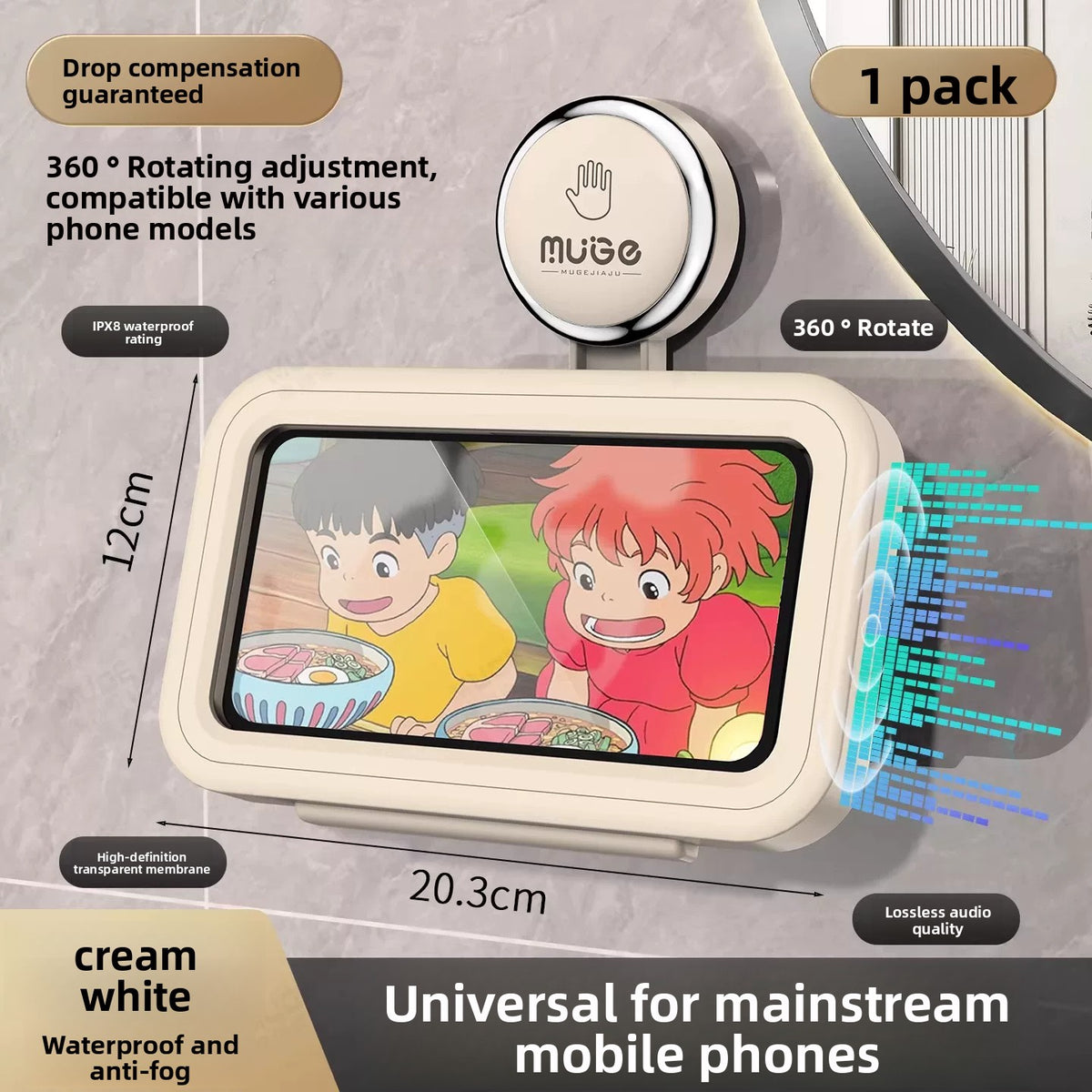 Waterproof Touchscreen Phone Holder for Shower
